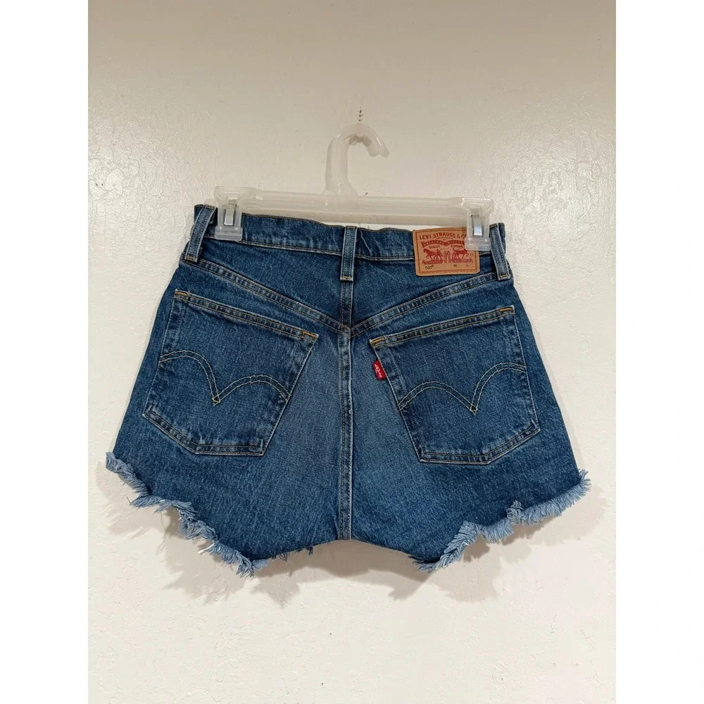 Levis 501 Original High Rise Cutoff Shorts Medium Wash Denim Button Fly 26